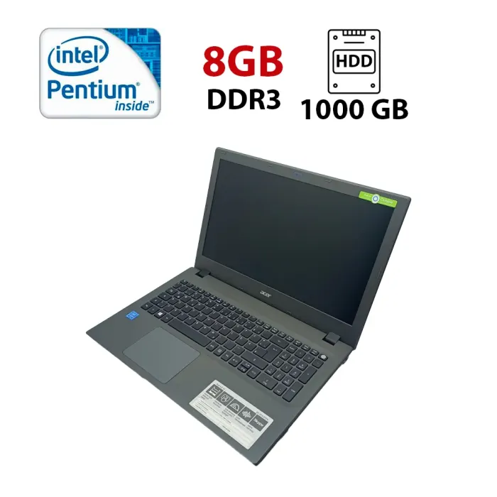 Ноутбук Acer E5-573 / 15.6" (1366x768) TN / Intel Pentium 3556U (2 ядра по 1.7 GHz) / 8 GB DDR3 / 1000 GB HDD / Intel HD Graphics / WebCam б/в - зображення 1