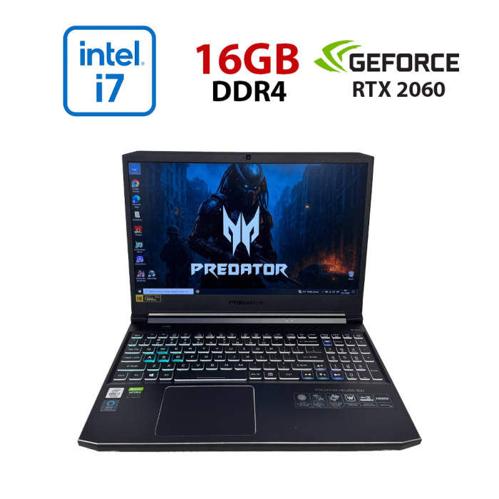 Ігровий ноутбук Acer Predator Helios PH315-53 / 15,6" (1920x1080) IPS / Intel Core i7-10750H (6 (12) ядер по 2,6 - 4,8 ГГц) / 16 ГБ DDR4 / 512 ГБ SSD / nVidia GeForce RTX 2060, 6 ГБ GDDR6, 192-біт / Веб-камера б/в - зображення 1