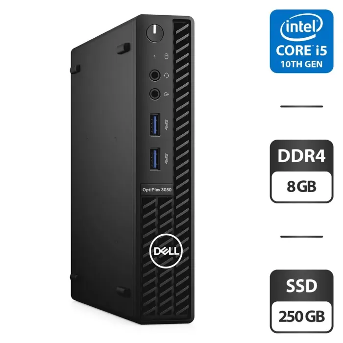 Неттоп Dell OptiPlex 3080 Micro USFF / Intel Core i5-10500T (6 (12) ядер по 2.3 - 3.8 GHz) / 8 GB DDR4 / 250 GB SSD / Intel UHD Graphics 630 б/в - зображення 1