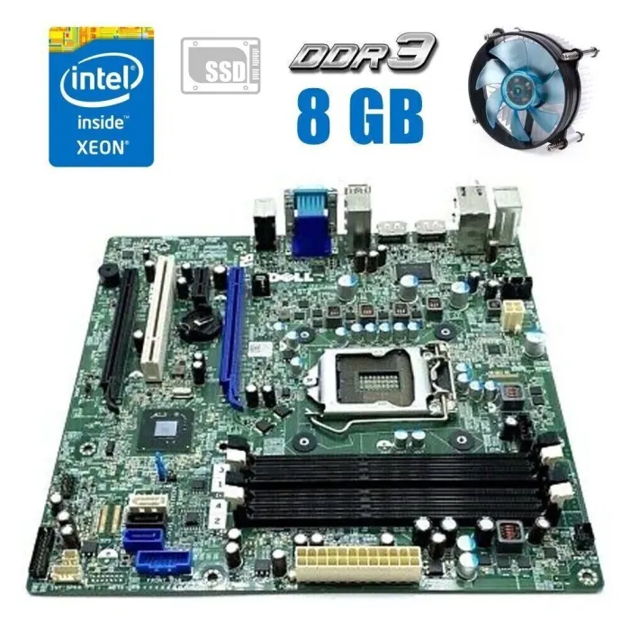 Комплект: Материнська плата Dell Optiplex 7010 MT + Intel Xeon E3-1225 v2 (4 ядер по 3.2 - 3.6 GHz) (аналог i5-3470) + 8 GB DDR3 + 256 GB SSD M.2 + Кулер Vinga Q4 + Windows 11 Pro б/в - зображення 1