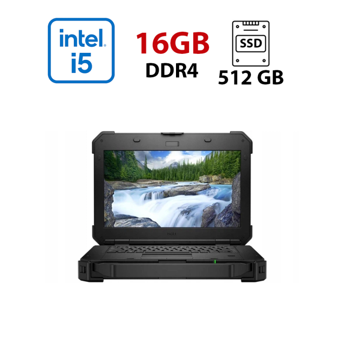 Захищений ноутбук Б-класу Dell Latitude 5424 Rugged / 14" (1920x1080) IPS / Intel Core i5-8350U (4 (8) ядра по 1.7 - 3.6 GHz) / 16 GB DDR4 / 512 GB SSD / Intel UHD Graphics 620 / WebCam б/в - зображення 1