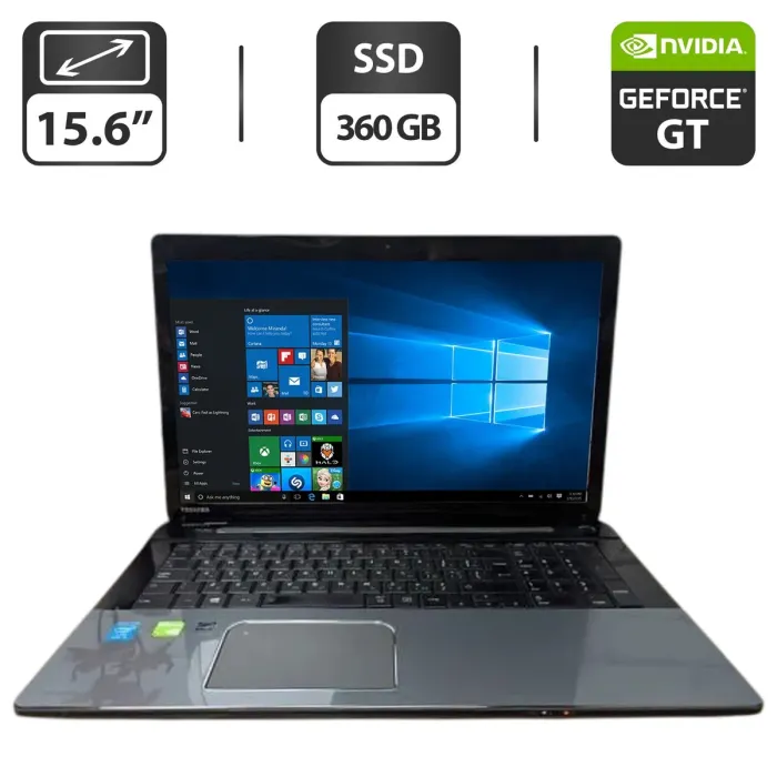 Ноутбук Toshiba Satellite L70-A-11R / 15.6" (1600x900) TN / Intel Core i5-4210M (2 (4) ядра по 2.6 - 3.2 GHz) / 8 GB DDR3 / 360 GB SSD / nVidia GeForce GT 740M, 2 GB GDDR3, 64-bit / WebCam / DVD-ROM б/в - зображення 1