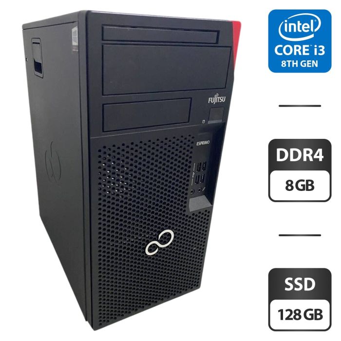 Комп'ютер Fujitsu Esprimo P558 E85 Tower / Intel Core i3-8100 (4 ядра по 3,6 ГГц) / 8 ГБ DDR4 / 128 ГБ SSD / Intel UHD Graphics 630 б/в - зображення 1