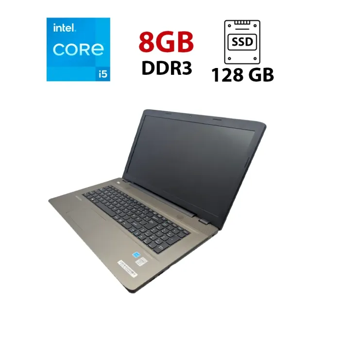 Ноутбук Medion Akoya E7416 / 17.3" (1600x900) TN / Intel Core i5-5200U (2 (4) ядра по 2.2 - 2.7 GHz) / 8 GB DDR3 / 128 GB SSD / Intel HD Graphics 5500 / WebCam / АКБ не тримає б/в - зображення 1