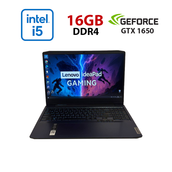 Ігровий ноутбук Б-класу Lenovo Gaming 3 15IMH05 / 15,6" (1920x1080) IPS / Intel Core i5-10300H (4 (8) ядра по 2,5 - 4,5 ГГц) / 16 ГБ DDR4 / 256 ГБ SSD / nVidia GeForce GTX 1650, 4 ГБ GDDR6, 128-біт / WebCam б/в - изображение 1