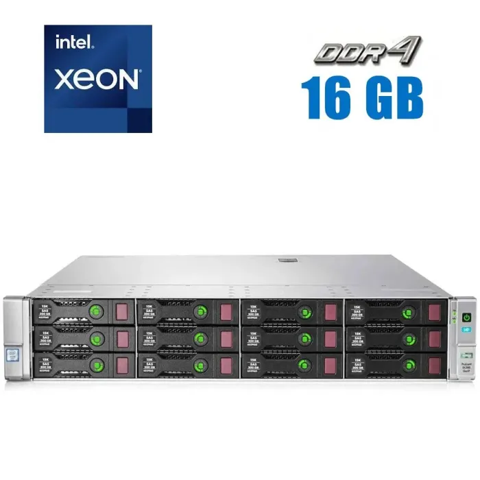 Сервер HP ProLiant DL380 G9 2U / 2x Intel Xeon E5-2630L v3 (8 (16) ядер по 1.8 - 2.9 GHz) / 16 GB DDR4 / noHDD / 2x 500W б/в - зображення 1