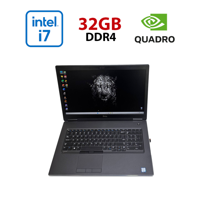 Мобільна робоча станція Dell Precision 7740 / 17,3" (1920x1080) IPS / Intel Core i7-9750H (6 (12) ядер по 2,6 - 4,5 ГГц) / 64 ГБ DDR4 / 1000 ГБ SSD M.2 / nVidia Quadro RTX 4000, 8 ГБ GDDR6, 256-біт / WebCam б/в - зображення 1