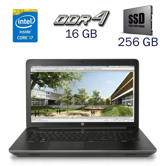 Робоча станція Б-клас HP ZBook 17 G3 / 17.3" (1920x1080) TN / Intel Core i7-6700HQ (4 (8) ядра по 2.6 - 3.5 GHz) / 16 GB DDR4 / 256 GB SSD / nVidia Quadro M1000M, 2 GB GDDR5, 128-bit / WebCam б/в - зображення 1