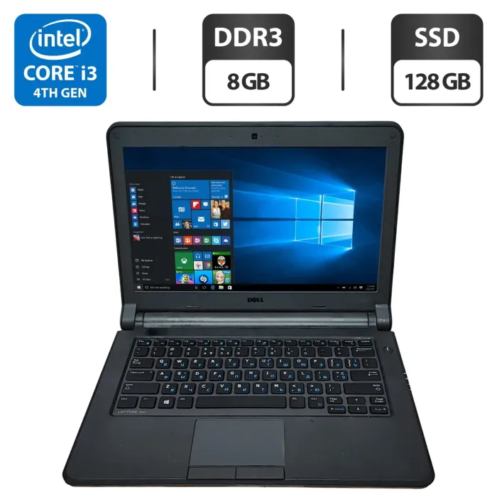 Ноутбук Б-клас Dell Latitude 3340 / 13.3" (1366x768) TN / Intel Core i3-4010U (2 (4) ядра по 1.7 GHz) / 8 GB DDR3 / 128 GB SSD / Intel HD Graphics 4400 / WebCam б/в - зображення 1