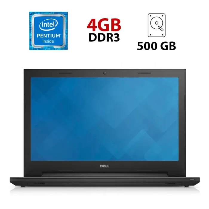 Ноутбук Dell Inspiron 15-3542 / 15.6" (1920x1080) TN / Intel Pentium 3558U (2 ядра по 1.7 GHz) / 4 GB DDR3 / 500 GB HDD / Intel HD Graphics / WebCam / Батарея не тримає б/в - зображення 1