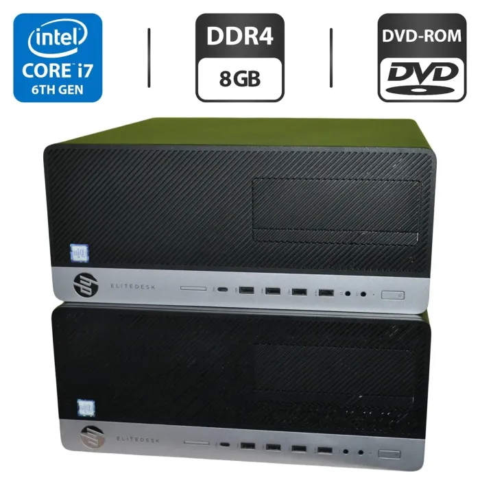 Комп'ютер HP EliteDesk 800 G3 Tower / Intel Core i7-6700 (4 (8) ядра по 3,4 - 4,0 ГГц) / 8 ГБ DDR4 / 160 ГБ HDD / Intel HD Graphics 530 / DVD-ROM / Windows 11 Pro б/в - зображення 1