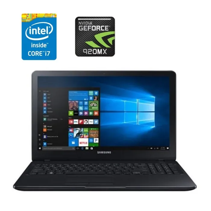 Ноутбук Samsung NP370E5L / 15.6" (1920x1080) TN / Intel Core i7-6700HQ (4 (8) ядра по 2.6 - 3.5 GHz) / 8 GB DDR4 / 120 GB SSD / nVidia GeForce 920MX, 2 GB GDDR5, 64-bit / WebCam б/в - зображення 1