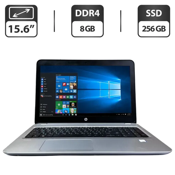 Ноутбук HP ProBook 450 G4 / 15.6" (1366x768) TN / Intel Core i5-7200U (2 (4) ядра по 2.5 - 3.1 GHz) / 8 GB DDR4 / 256 GB SSD / Intel HD Graphics 620 / WebCam б/в - зображення 1