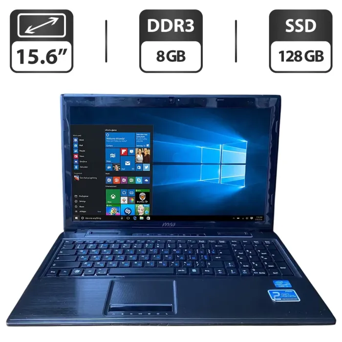 Ноутбук Б-клас MSI MS-16GB / 15.6" (1366x768) TN / Intel Core i5-3230M (2 (4) ядра по 2.6 - 3.2 GHz) / 8 GB DDR3 / 128 GB SSD / Intel HD Graphics 4000 / WebCam / DVD-ROM б/в - зображення 1