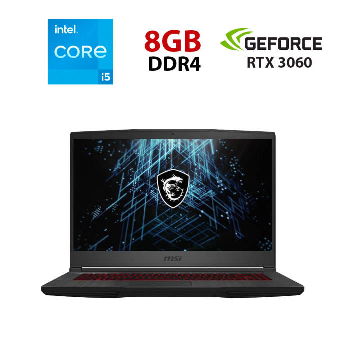 Ігровий ноутбук MSI GF65 Thin 10UE-289NEU / 15.6" (1920x1080) IPS / Intel Core i5-10500H (6 (12) ядер по 2,5 - 4,5 ГГц) / 8 ГБ DDR4 / 240 ГБ SSD / nVidia GeForce RTX 3060, 6 ГБ GDDR6, 192-bit / WebCam б/в - зображення 1