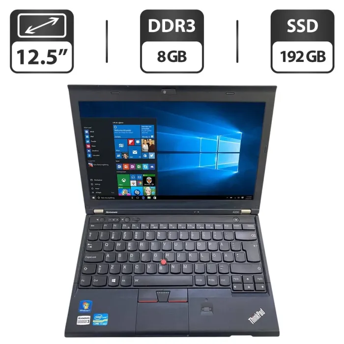 Нетбук Б-клас Lenovo ThinkPad X230 / 12.5" (1366x768) TN / Intel Core i7-3520M (2 (4) ядра по 2.9 - 3.6 GHz) / 8 GB DDR3 / 192 GB SSD / Intel HD Graphics 4000 / WebCam б/в - зображення 1