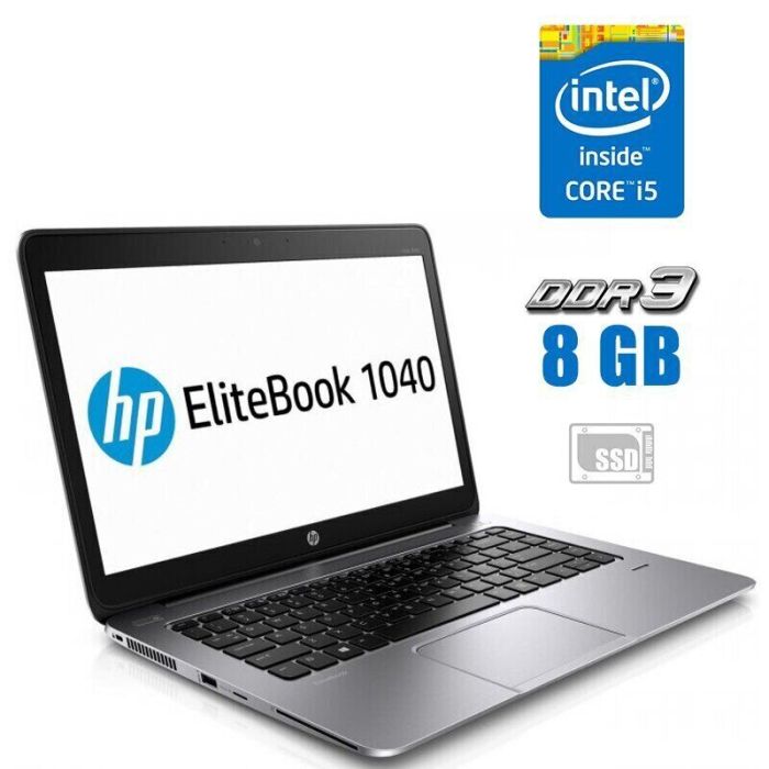 Ультрабук Б-клас HP EliteBook Folio 1040 G1 / 14" (1920x1080) IPS / Intel Core i5-4200U (2 (4) ядра по 1.6-2.6 GHz) / 8 GB DDR3 / 256 GB SSD / HD Graphics 4400 / WebCam б/в - изображение 1