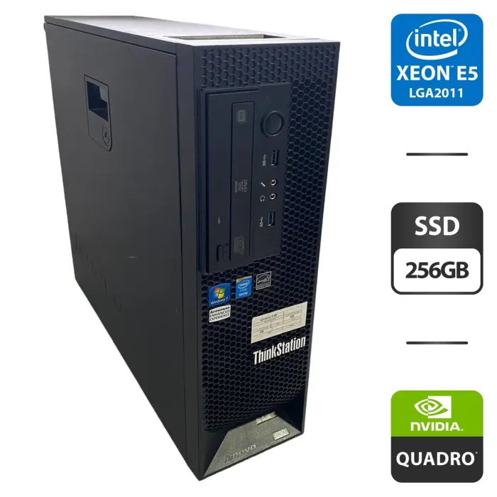 Робоча станція Lenovo ThinkStation C30 SFF / 2x Intel Xeon E5-2658 v2 (10 (20) ядер по 2.4 - 3.0 GHz) / 64 GB DDR3 / 256 GB SSD / nVidia Quadro 2000, 1 GB GDDR5, 128-bit / DVD-ROM / DVI б/в - зображення 1