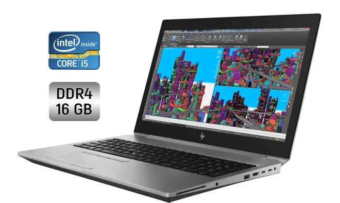 Ноутбук робоча станція HP zBook 15 G5 / 15.6" (1920x1080) IPS / Intel Core i5-8300H (4 (8) ядра по 2.3 - 4.0 GHz) / 16 GB DDR4 / 480 GB SSD / Intel UHD Graphics 630 / WebCam / Fingerprint / Windows 10 б/в - зображення 1