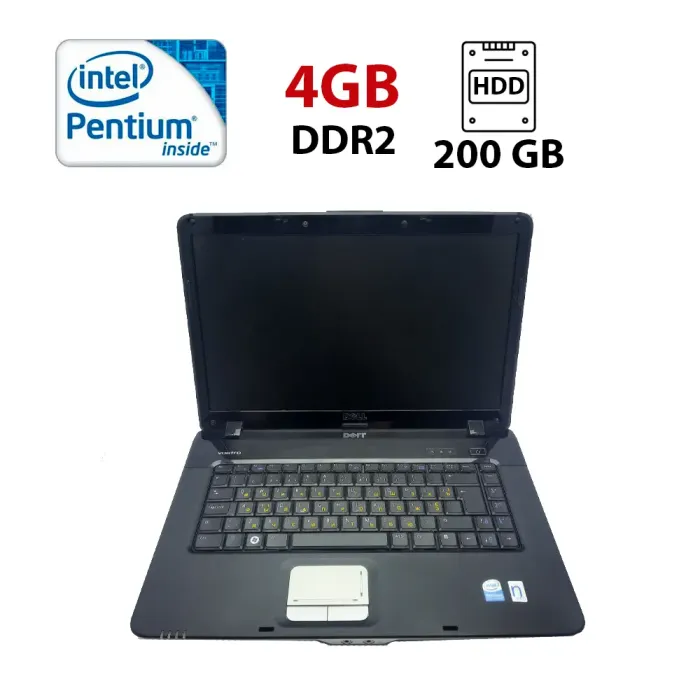 Ноутбук Dell Vostro A8600 / 15.6" (1366x768) TN / Pentium Dual Core T2410 (2 (2) ядра по 2.0 GHz) / 4 GB DDR2 / 200 GB HDD / Intel HD Craphics / WebCam б/в - зображення 1