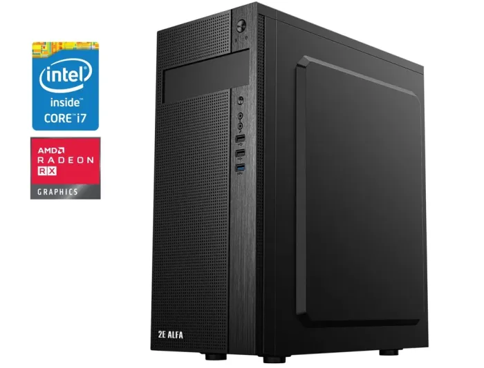Ігровий ПК 2E Alfa 2E-E185-400 Tower / Intel Core i7-4790K (4 (8) ядра по 4.0 - 4.4 GHz) / 24 GB DDR3 / 128 GB SSD + 500 HDD / AMD Radeon RX 580, 4 GB GDDR5, 256-bit / 600W б/в - зображення 1