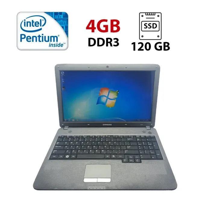 Ноутбук Б-клас Samsung R530 / 15.6" (1366x768) TN / Intel Pentium T4500 (2 ядра по 2.0 GHz) / 4 GB DDR3 / 120 GB SSD / Intel HD Graphics / WebCam б/в - зображення 1