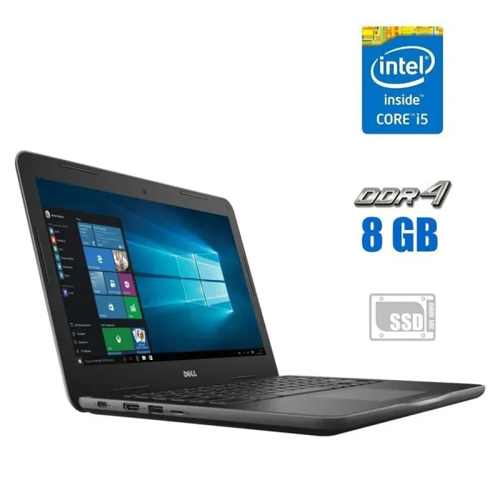 Ультрабук Dell Latitude 3380 / 13.3" (1366x768) TN Touch / Intel Core i5-7200U (2 (4) ядра по 2.5 - 3.1 GHz) / 8 GB DDR4 / 128 GB SSD / Intel HD Graphics 620 / WebCam б/в - зображення 1