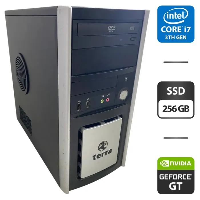 Комп'ютер NoName Tower / Intel Core i7-3770 (4 (8) ядра по 3,4 - 3,9 ГГц) / 16 ГБ DDR3 / 256 ГБ SSD / nVidia GeForce GT 610, 2 ГБ GDDR3, 64-біт / DVD-ROM б/в - зображення 1