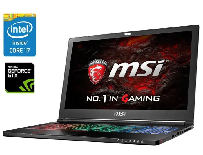 Ігровий ноутбук Б-класу MSI GS63VR Stealth 6RF / 15.6" (1920x1080) IPS / Intel Core i7-6700HQ (4 (8) ядра по 2.6 - 3.5 GHz) / 16 GB DDR4 / 512 GB SSD / nVidia GeForce GTX 1060, 6 GB GDDR5, 192-bit / WebCam б/в - изображение 1