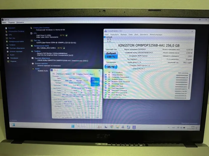 Ультрабук Б-клас Acer Aspire A315-59-53ER / 15.6" (1920x1080) IPS / Intel Core i5-1235U (10 (12) ядер по 3.3 - 4.4 GHz) / 8 GB DDR4 / 256 GB SSD / Intel Intel Iris Xe Graphics / WebCam б/в - зображення 6