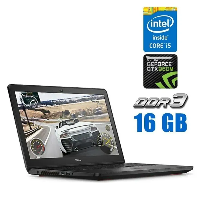 Ігровий ноутбук Dell Inspiron 15-7559 / 15.6" (1920x1080) IPS / Intel Core i5-6300HQ (4 ядра по 2.3 - 3.2 GHz) / 16 GB DDR3 / 240 GB SSD + 500 GB HDD / nVidia GeForce GTX 960M, 4 GB GDDR5, 128-bit / WebCam б/в - зображення 1