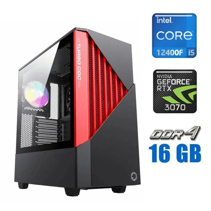 Ігровий ПК Tower NEW / Intel Core i5-12400F (6 (12) ядра по 2.5 - 4.4 GHz) NEW / 16 GB DDR4 NEW / 512 GB SSD NEW/ nVidia GeForce RTX 3070, 8 GB GDDR6, 256-bit / 700W NEW б/в - зображення 1