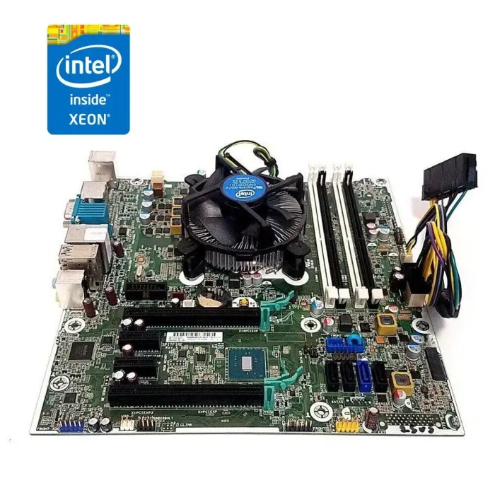 Комплект: Материнська плата HP Z240 SFF/Socket LGA1151 + Intel Xeon E3-1225 v5 (4 ядра по 3.3 - 3.7 GHz) (аналог i5-6500) + кулер Intel E97379-003 + перехідник для БП-МП б/в - зображення 1