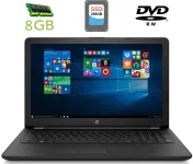 Ноутбук Б-клас HP 15-ra055nw / 15.6" (1366x768) TN / Intel Pentium N3710 (4 ядра по 1.6 - 2.56 GHz) / 8 GB DDR3 / 256 GB SSD / Intel HD Graphics 405 / WebCam / DVD-RW б/в
