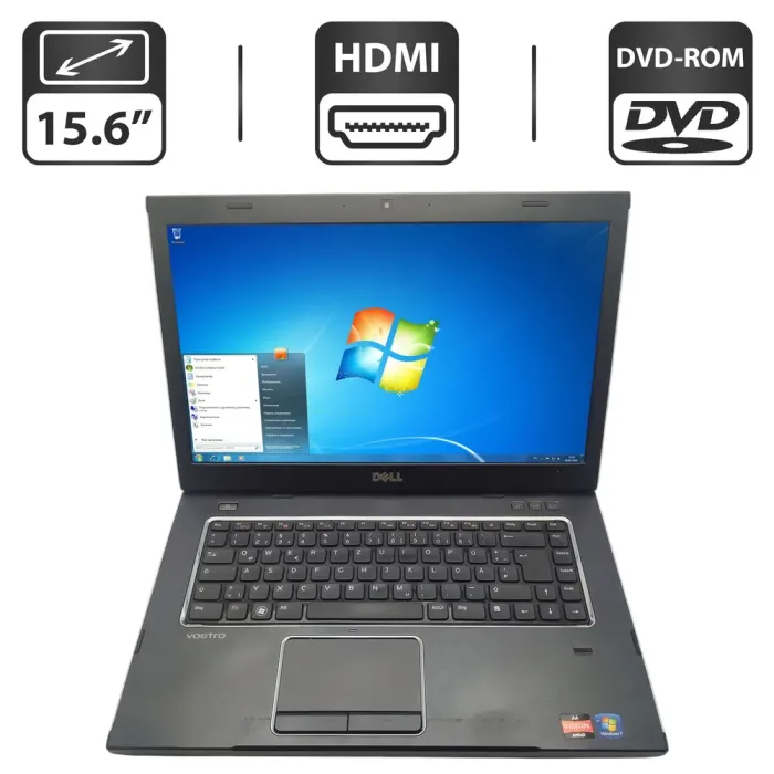 Ноутбук Б-клас Dell Vostro N5050 / 15.6" (1366x768) TN / AMD A6-3400M (4 ядра по 1.4 - 2.3 GHz) / 6 GB DDR3 / 750 GB HDD / AMD Radeon HD 6520G Graphics / WebCam / DVD-ROM б/в - зображення 1