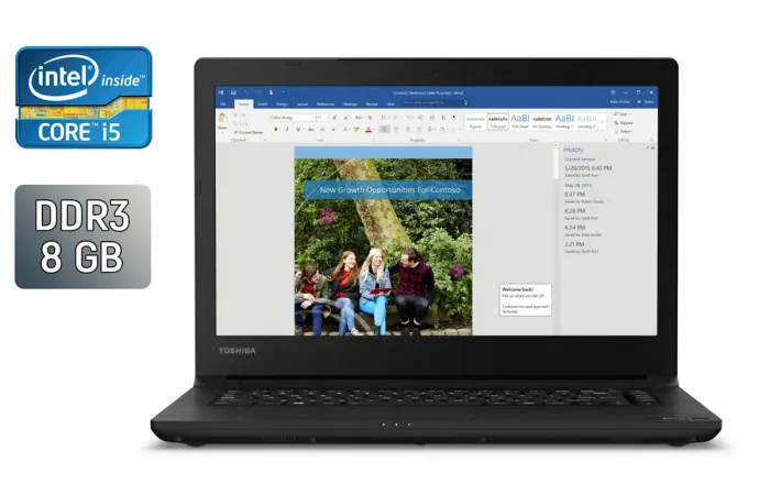 Ноутбук Toshiba Tecra C40-D / 14" (1366x768) TN / Intel Core i5-7200U (2 (4) ядра по 2.5 - 3.1 GHz) / 8 GB DDR3 / 240 GB SSD / Intel HD Graphics 620 / HDMI / Windows 10 б/в - зображення 1