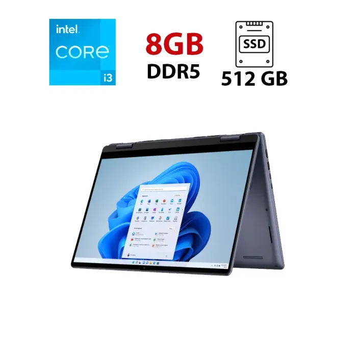 Ноутбук Dell Inspiron 7440 2in1 / 14" (1920x1080) IPS Touch / Intel Core 3 100U (2 (4) ядра по 1.2 - 4.7 GHz) / 8 GB DDR5 / 512 GB SSD / Intel Graphics Xe / WebCam б/в - зображення 1