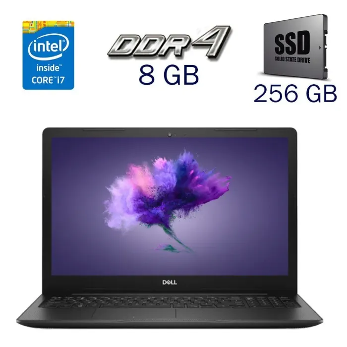 Ноутбук Dell Inspiron 3593 / 15.6" (1920x1080) TN Touch / Intel Core i7-1065G7 (4 (8) ядра по 1.3 - 3.9 GHz) / 8 GB DDR4 / 256 GB SSD / Intel Iris Plus Graphics / WebCam б/в - зображення 1