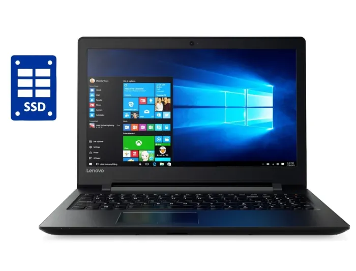 Ноутбук Б-клас Lenovo IdeaPad 110-15IBR / 15.6" (1366x768) TN / Intel Celeron N3060 (2 ядра по 1.6 - 2.48 GHz) / 4 GB DDR3 / 256 GB SSD / Intel HD Graphics 400 / WebCam / Win 10 Home б/в - зображення 1