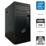 Комп'ютер Fujitsu Esprimo P758 E85 Tower / Intel Core i5-8400 (6 ядер по 2.8 - 4.0 GHz) / 8 GB DDR4 / 128 GB SSD + 500 GB HDD / Intel UHD Graphics 630 б/в