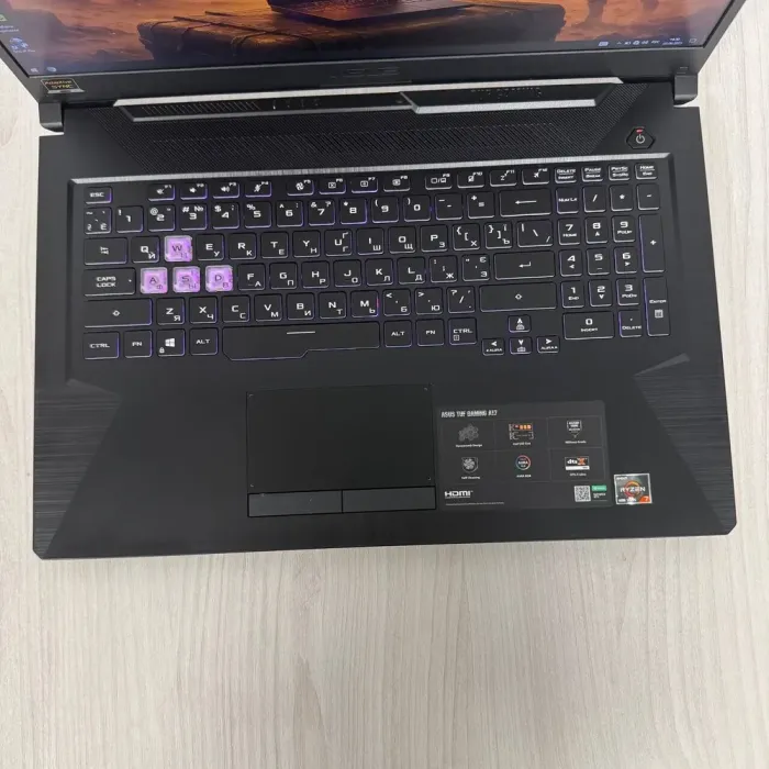 Ігровий ноутбук Asus TUF Gaming A17 FA706IU / 17.3" (1920x1080) IPS / AMD Ryzen 7 4800H (8 (16) ядер по 2.9 - 4.2 GHz) / 16 GB DDR4 / 512 GB SSD NVMe / nVidia GeForce GTX 1660 Ti, 6 GB GDDR6, 192-bit / WebCam б/в - зображення 7