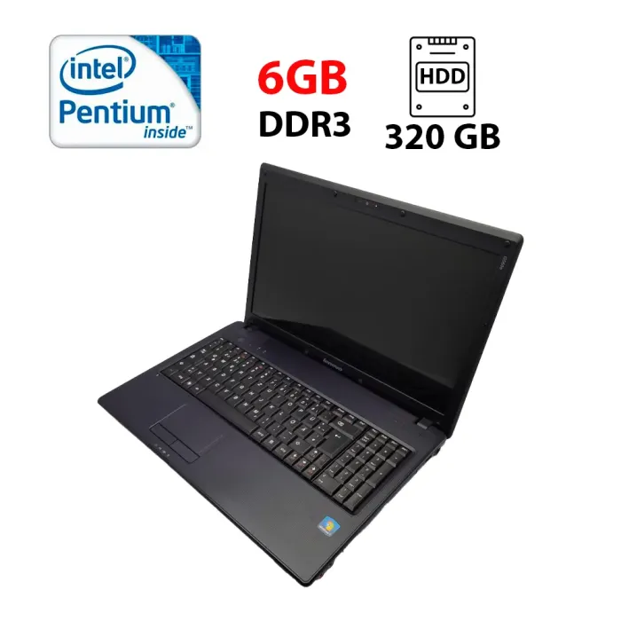 Ноутбук Lenovo G560 / 15.6" (1366x768) TN / Intel Pentium Dual Core T4300 (2 ядра по 2.3 GHz) / 6 GB DDR3 / 320 GB HDD / Intel HD Graphics / WebCam б/в - зображення 1