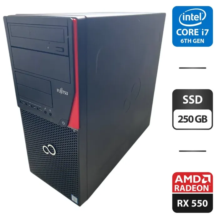 Комп'ютер Fujitsu Esprimo P756 E90 Tower / Intel Core i7-6700 (4 (8) ядра по 3.4 - 4.0 GHz) / 16 GB DDR4 / 250 GB SSD / AMD Radeon RX 550, 2 GB GDDR5, 128-bit / DVD-ROM б/в - зображення 1