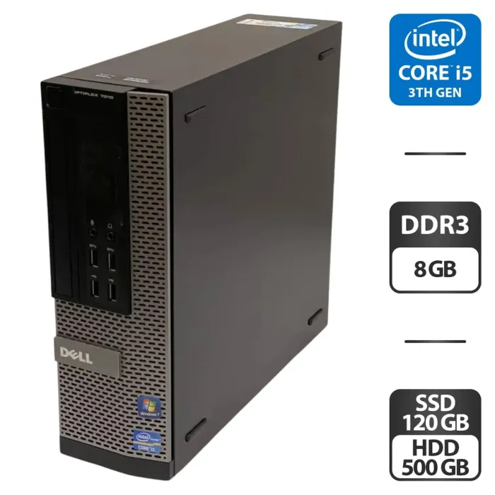 Комп'ютер Dell Optiplex 7010 SFF / Intel Core i5-3470 (4 ядра по 3.2 - 3.6 GHz) / 8 GB DDR3 / 120 GB SSD + 500 GB HDD / Intel HD Graphics 2500 б/в - зображення 1