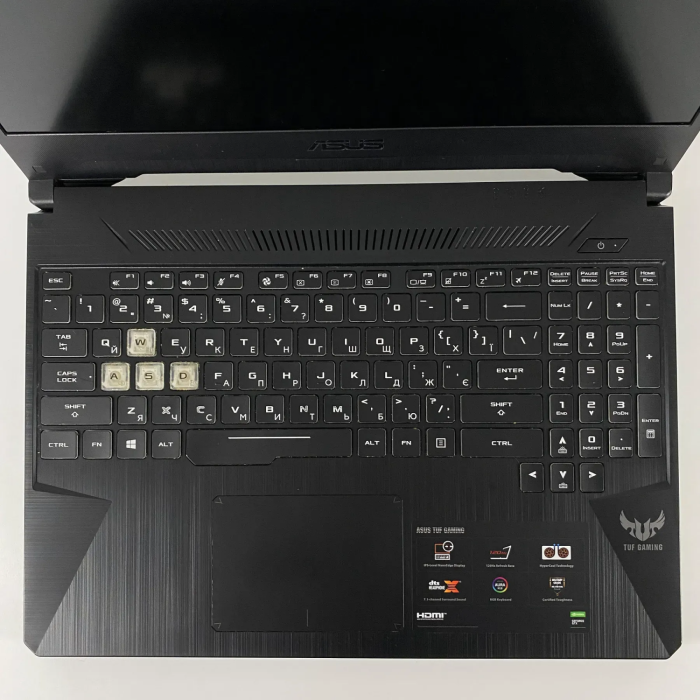 Ігровий ноутбук Б-класу Asus TUF Gaming FX505DT / 15,6" (1920x1080) IPS / AMD Ryzen 5 3550H (4 (8) ядра по 2,1 - 3,7 ГГц) / 16 ГБ DDR4 / 512 ГБ SSD / nVidia GeForce GTX 1650, 4 ГБ GDDR6, 128-біт / HDMI / WebCam б/в - зображення 4