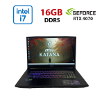 Ігровий ноутбук MSI Katana 17 B13VGK / 17,3" (1920x1080) IPS / Intel Core i7-13620H (10 (16) ядер по 3,6 - 4,9 ГГц) / 16 ГБ DDR5 / 1000 ГБ SSD M.2 / nVidia GeForce RTX 4070, 8 ГБ GDDR6, 128-біт / Веб-камера б/в