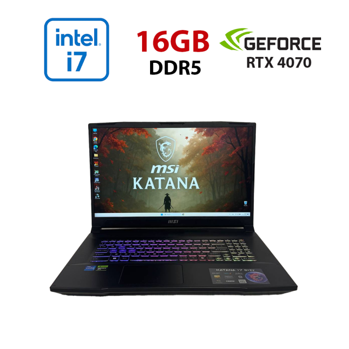 Ігровий ноутбук MSI Katana 17 B13VGK / 17,3" (1920x1080) IPS / Intel Core i7-13620H (10 (16) ядер по 3,6 - 4,9 ГГц) / 16 ГБ DDR5 / 1000 ГБ SSD M.2 / nVidia GeForce RTX 4070, 8 ГБ GDDR6, 128-біт / Веб-камера б/в - изображение 1