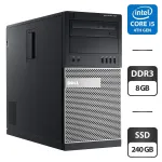 Комп'ютер Б-клас Dell OptiPlex 9020 Tower / Intel Core i5-4570 (4 ядра по 3.2 - 3.6 GHz) / 8 GB DDR3 / 240 GB SSD / Intel HD Graphics 4600 / DVD-ROM б/в