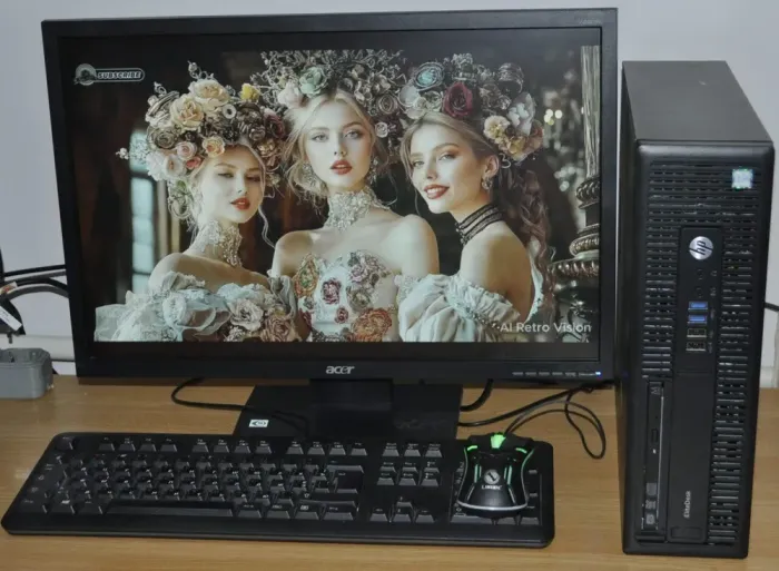 Комплект ПК: HP EliteDesk 800 G2 SFF / Intel Core i5-6400 (4 ядра по 2.7 - 3.3 GHz) / 16 GB DDR4 / 480 GB SSD / Intel HD Graphics 530 / DVD-ROM + Монітор Acer V223W / 22" (1680x1050) TN / VGA, DVI + Windows 11 Pro б/в - зображення 5