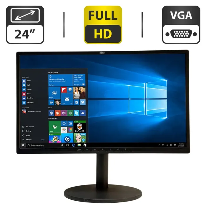 Монітор Fujitsu Displays B24-8 TS Pro / 24" (1920x1080) IPS / USB-Hub, VGA, DVI, HDMI / Вбудовані колонки 1x 4W б/в - изображение 1